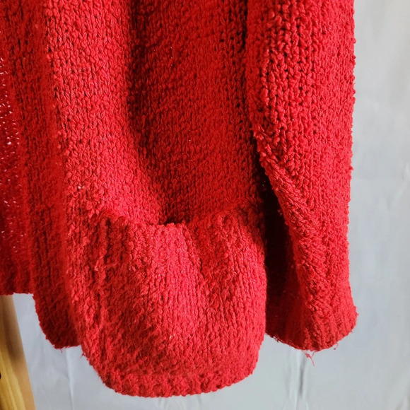 Vintage Handmade Sweater Cardigan Red Long Sleeves Pockets - Picture 4 of 4